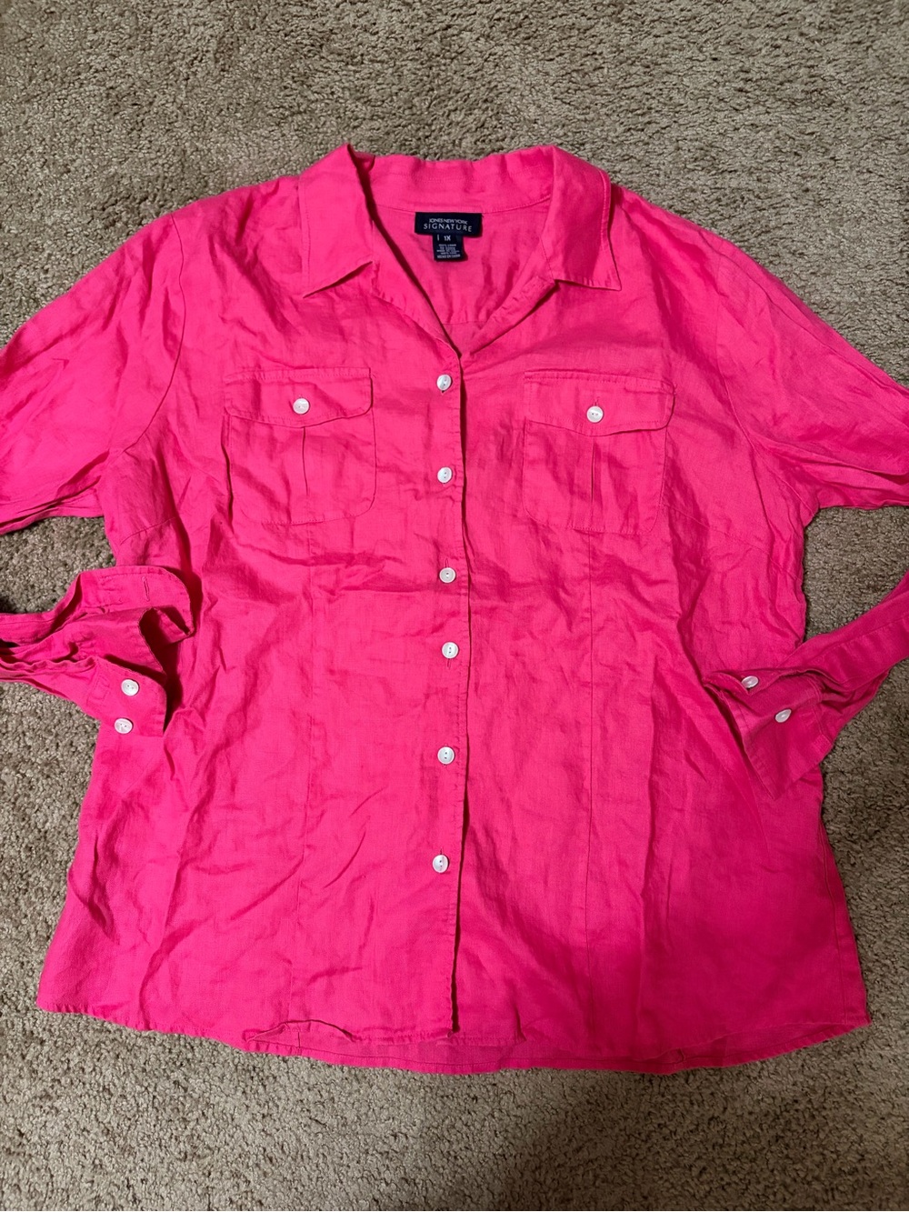 Jones New York Hot Pink Button-Down Shirt